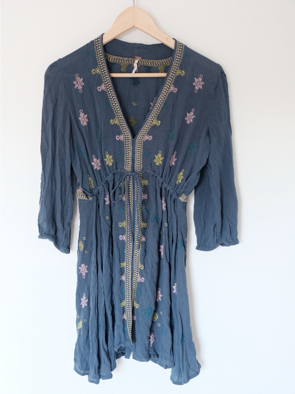 Free People Stargazer Embroidered Gauze Boho Festival Mini Dress S